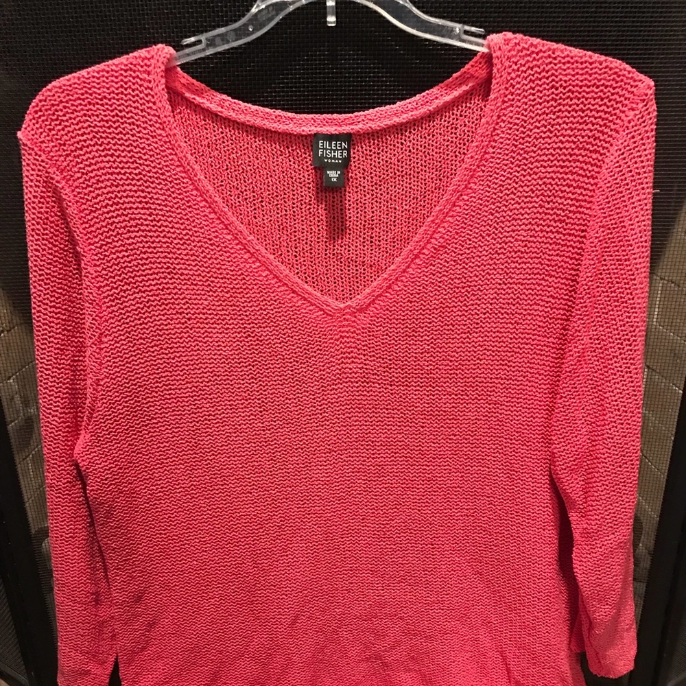 Eileen Fisher Pink Knitted Sweater %100 Silk